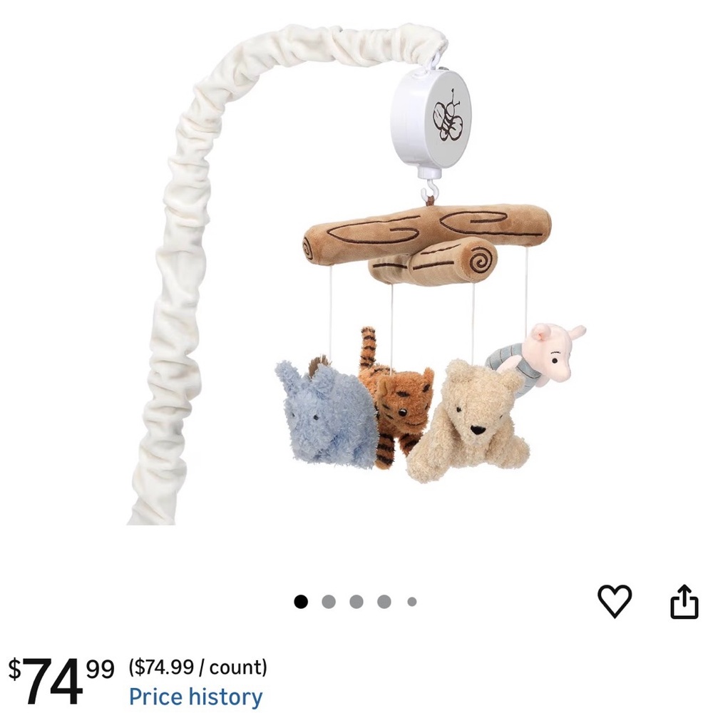 Lambs & Ivy Disney Baby Storytime Pooh Musical Baby Crib Mobile Soother Toy